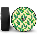 Tropical Banana Palm Leaf Pattern Print Tire Cover With Camera Hole
