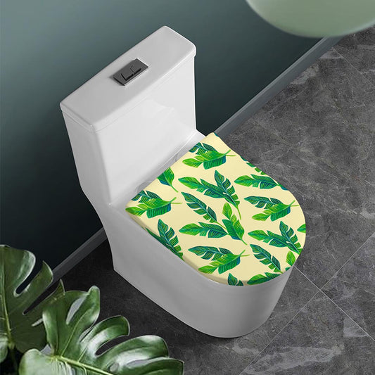 Tropical Banana Palm Leaf Pattern Print Toilet Lid Cover