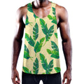 Tropical Banana Palm Leaf Pattern Print Men's Workout Tank Top