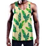 Tropical Banana Palm Leaf Pattern Print Training Tank Top