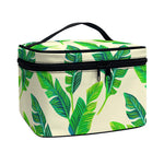 Tropical Banana Palm Leaf Pattern Print Travel Makeup Bag