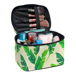 Tropical Banana Palm Leaf Pattern Print Travel Makeup Bag