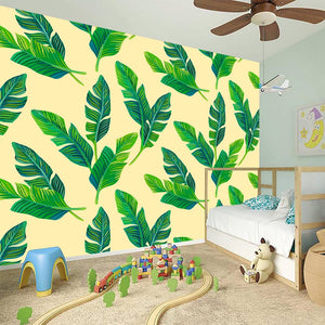 Tropical Banana Palm Leaf Pattern Print Wall Sticker