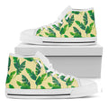 Tropical Banana Palm Leaf Pattern Print White High Top Sneakers