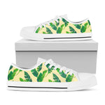 Tropical Banana Palm Leaf Pattern Print White Low Top Sneakers