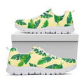 Tropical Banana Palm Leaf Pattern Print White Running Shoes