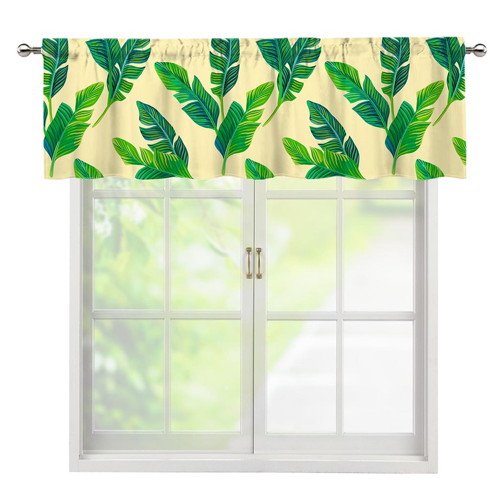 Tropical Banana Palm Leaf Pattern Print Window Valance