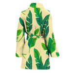 Tropical Banana Palm Leaf Pattern Print Women's Bathrobe