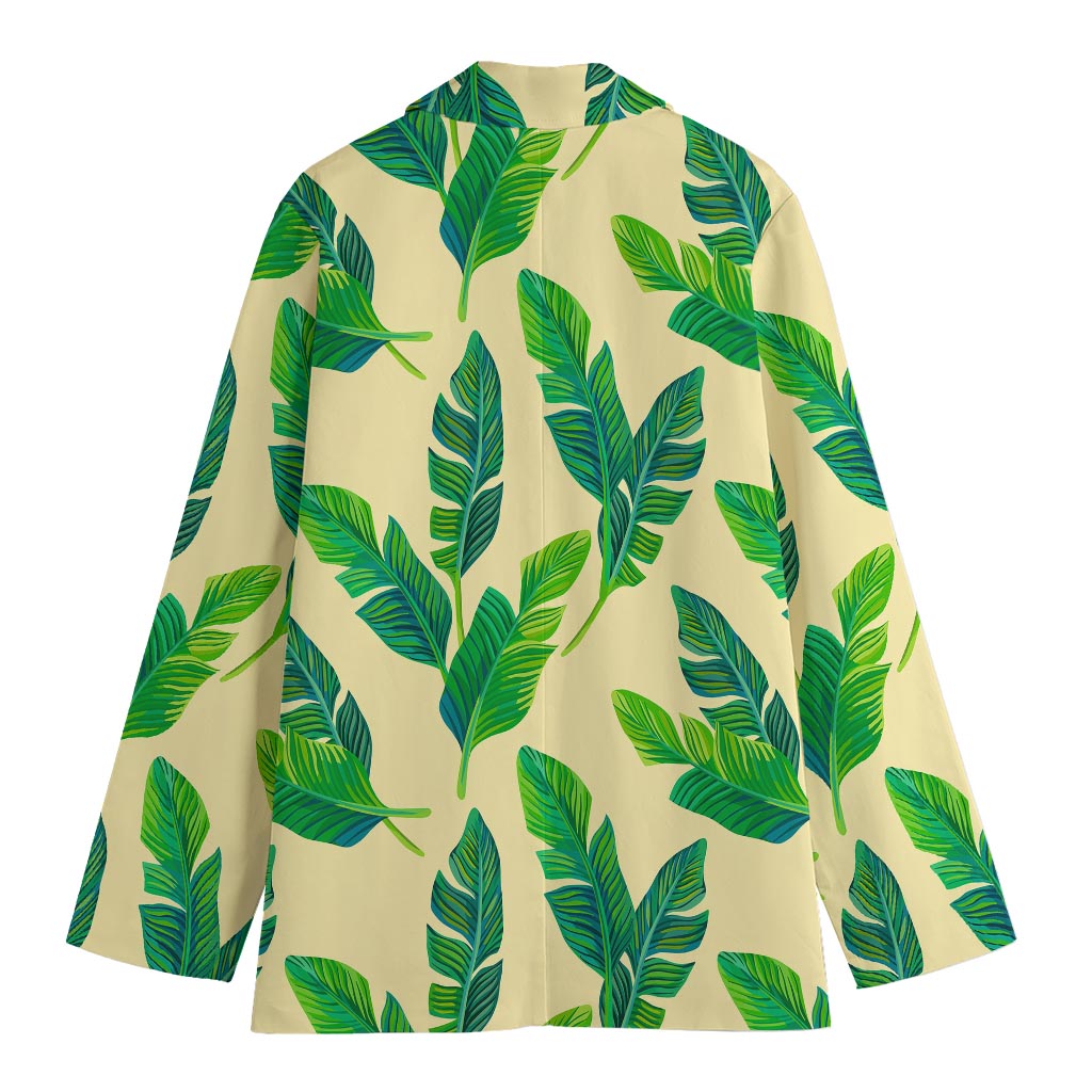 Tropical Banana Palm Leaf Pattern Print Women's Blazer