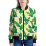 Tropical Banana Palm Leaf Pattern Print Women's Bomber Jacket