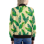 Tropical Banana Palm Leaf Pattern Print Women's Bomber Jacket