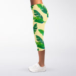 Tropical Banana Palm Leaf Pattern Print Women's Capri Leggings