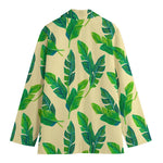 Tropical Banana Palm Leaf Pattern Print Women's Cotton Blazer