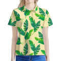 Tropical Banana Palm Leaf Pattern Print Women's Polo Shirt