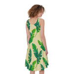 Tropical Banana Palm Leaf Pattern Print Women's Sleeveless Dress