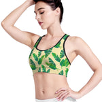 Tropical Banana Palm Leaf Pattern Print Women's Sports Bra