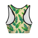 Tropical Banana Palm Leaf Pattern Print Women's Sports Bra