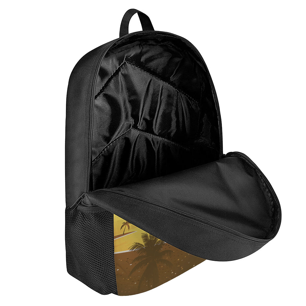 Tropical Beach Sunset Print 17 Inch Backpack