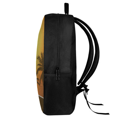 Tropical Beach Sunset Print 17 Inch Backpack