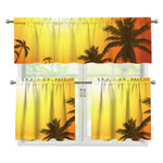 Tropical Beach Sunset Print 3 Piece Kitchen Curtains