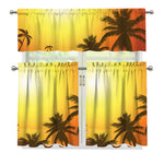 Tropical Beach Sunset Print 3 Piece Kitchen Curtains