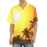 Tropical Beach Sunset Print Aloha Shirt