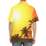 Tropical Beach Sunset Print Aloha Shirt