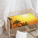 Tropical Beach Sunset Print Baby Crib Sheet