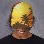 Tropical Beach Sunset Print Baseball Cap
