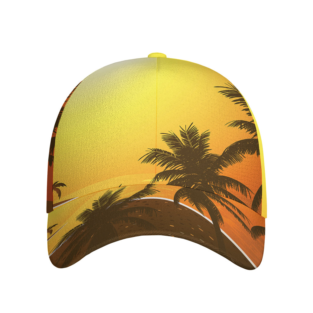 Tropical Beach Sunset Print Baseball Cap