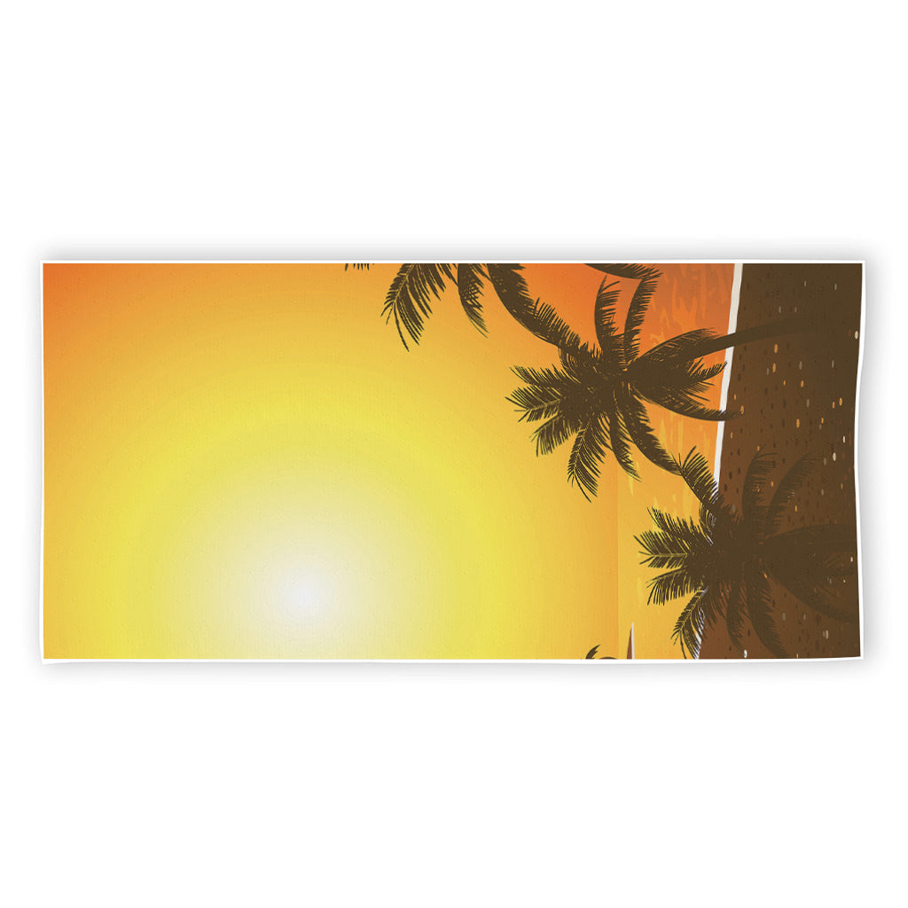 Tropical Beach Sunset Print Beach Towel