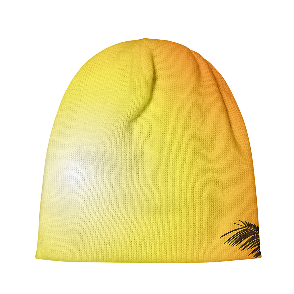 Tropical Beach Sunset Print Beanie