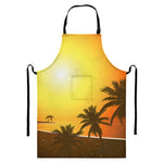 Tropical Beach Sunset Print Bib Apron With Pocket