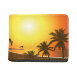 Tropical Beach Sunset Print Bifold Wallet