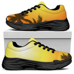 Tropical Beach Sunset Print Black Chunky Shoes