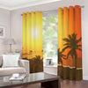 Tropical Beach Sunset Print Blackout Grommet Curtains