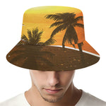 Tropical Beach Sunset Print Bucket Hat