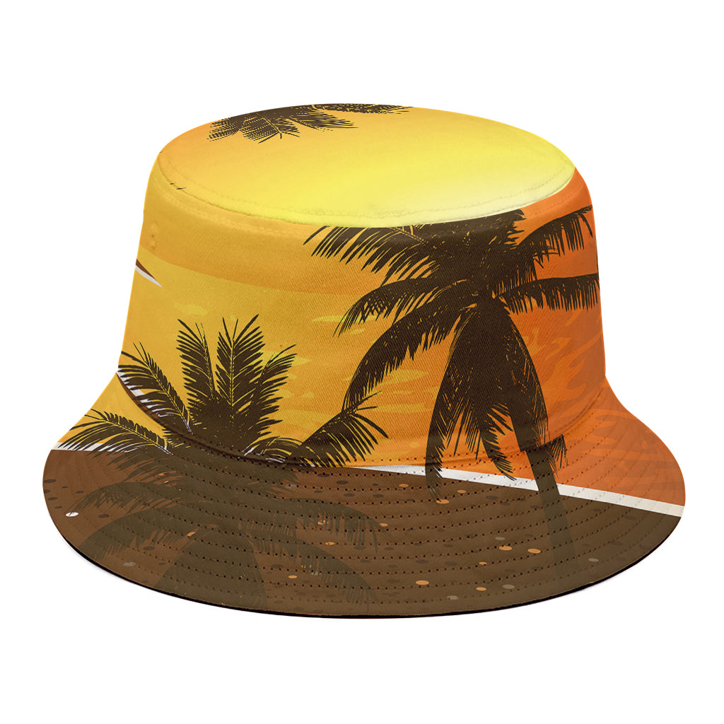 Tropical Beach Sunset Print Bucket Hat