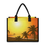 Tropical Beach Sunset Print Canvas Tote Bag