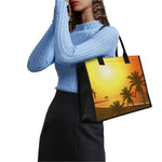 Tropical Beach Sunset Print Canvas Tote Bag
