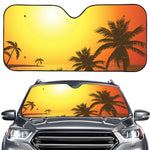Tropical Beach Sunset Print Car Windshield Sun Shade