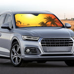 Tropical Beach Sunset Print Car Windshield Sun Shade