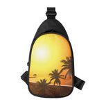 Tropical Beach Sunset Print Chest Bag