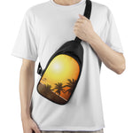 Tropical Beach Sunset Print Chest Bag