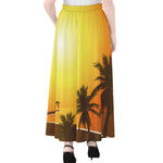 Tropical Beach Sunset Print Chiffon Maxi Skirt