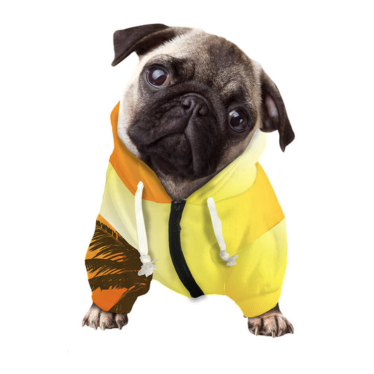 Tropical Beach Sunset Print Dog Zip Up Hoodie