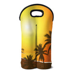 Tropical Beach Sunset Print Double Neoprene Wine Tote