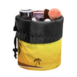 Tropical Beach Sunset Print Drawstring Makeup Bag