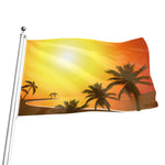Tropical Beach Sunset Print Flag