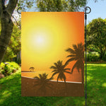 Tropical Beach Sunset Print Garden Flag